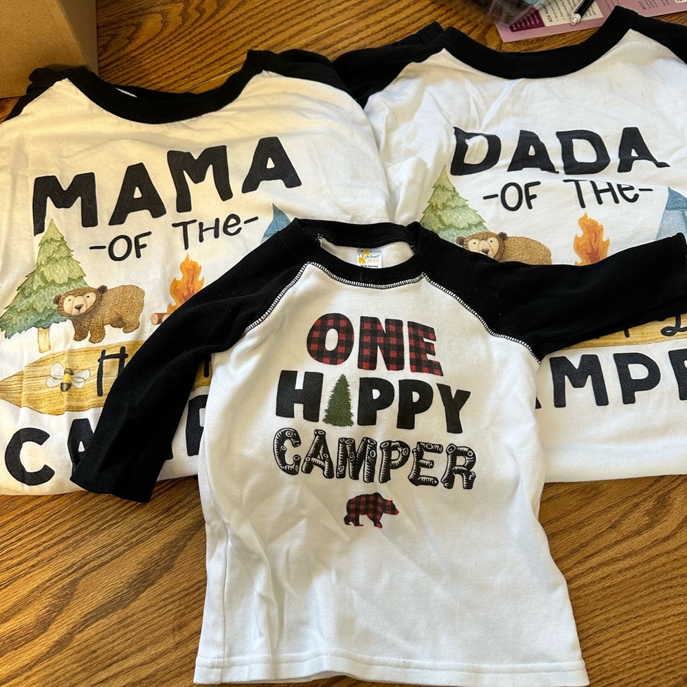 One happy camper birthday set.